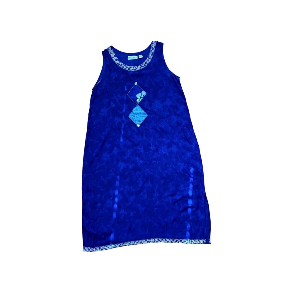 Mirror Image 2X Blue Rayon Dress Sleeveless Midi Casual Diamond Embellished